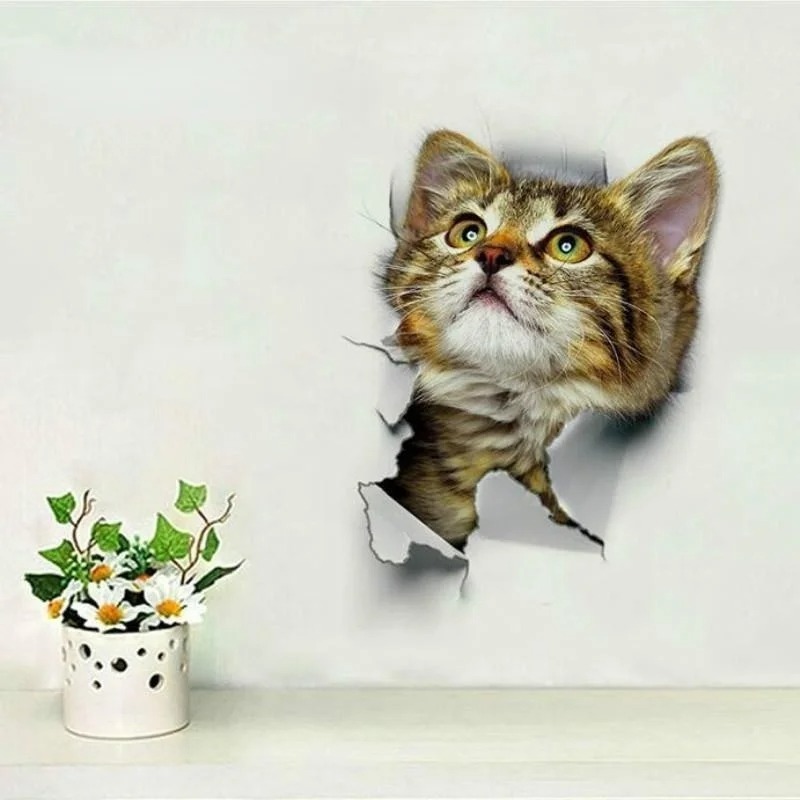 3pcs 3D Cute Cat Self-adhesive - Pvc Panel Background บทวิจารณ์และราคา