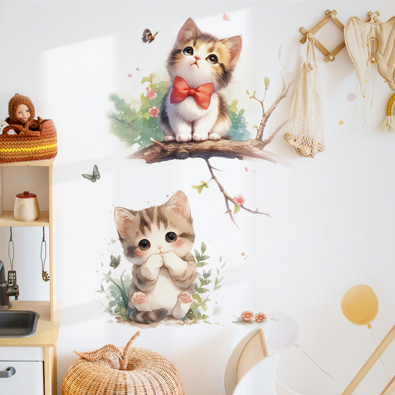 Kawaii Pastel Cat & Butterfly  - Pvc Panel Background บทวิจารณ์และราคา