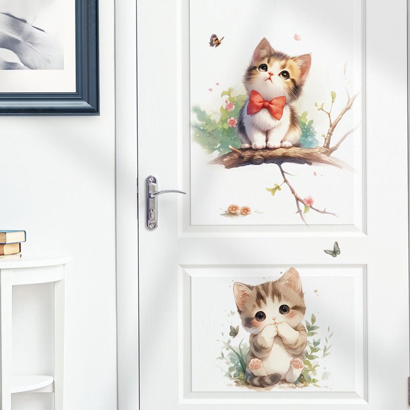 Kawaii Pastel Cat & Butterfly  - Pvc Panel Background บทวิจารณ์และราคา