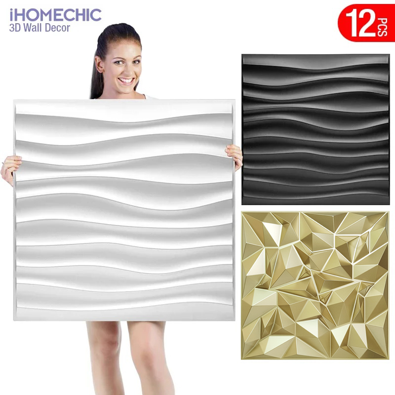 12pcs 50x50cm Champagne gold c - Pvc Panel Background บทวิจารณ์และราคา