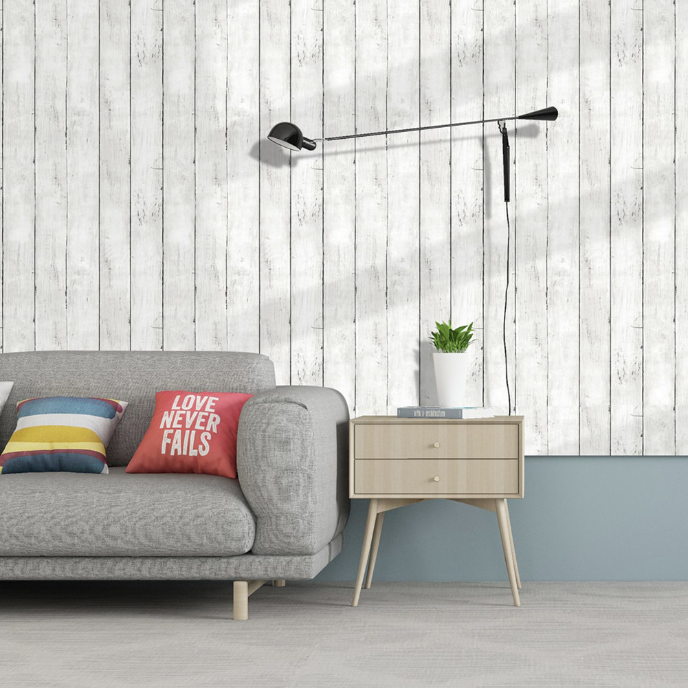 Retro White Wallpaper Wooden P - Pvc Panel Background บทวิจารณ์และราคา