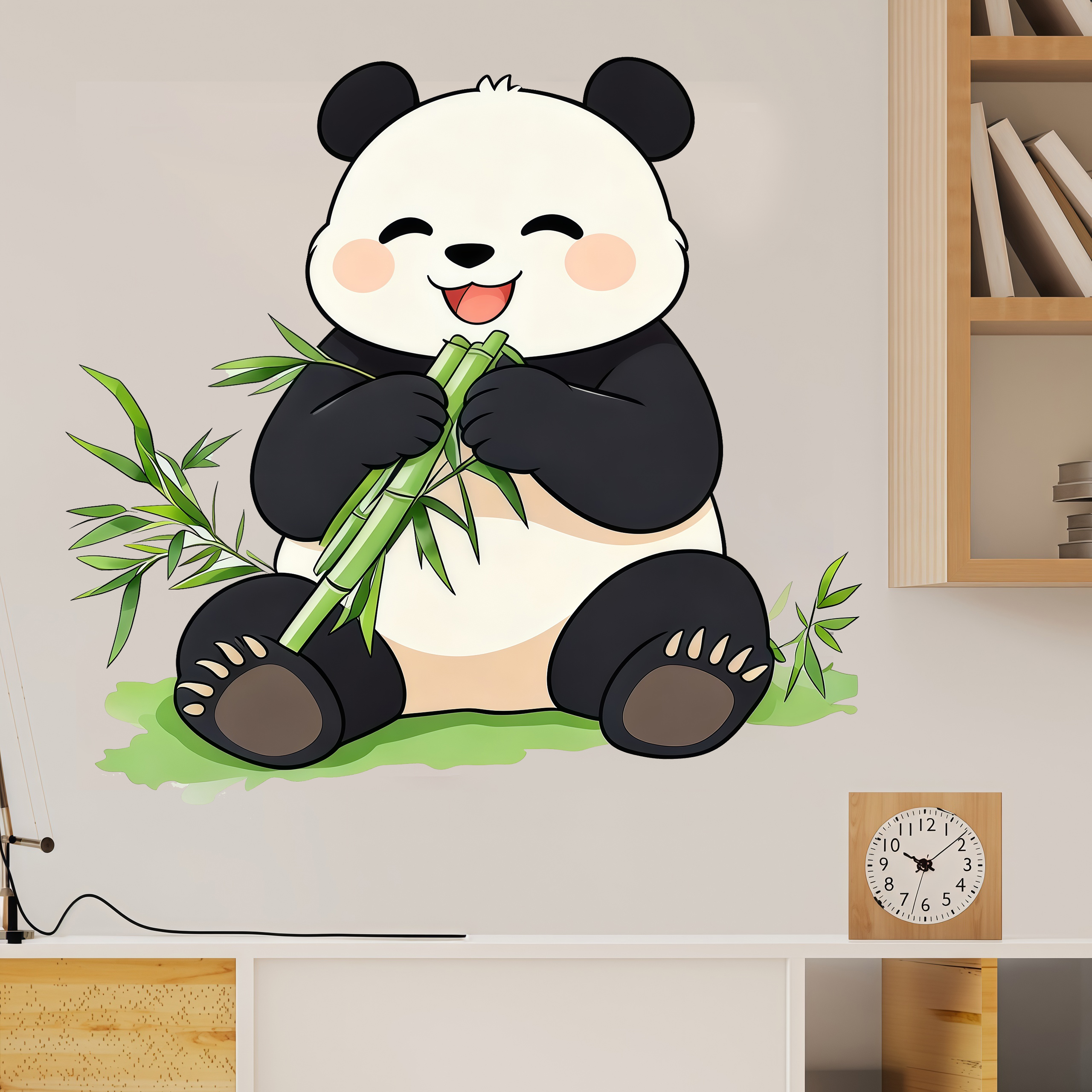 Bamboo And Panda Wall Decals S - Pvc Panel Background บทวิจารณ์และราคา