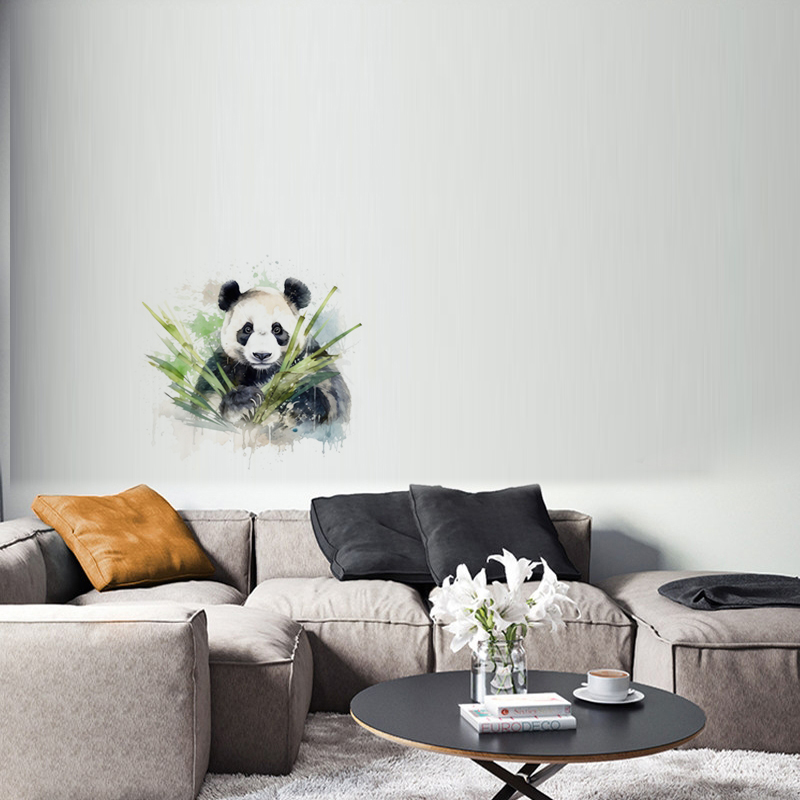 C76# Watercolor panda wall sti - Pvc Panel Background บทวิจารณ์และราคา