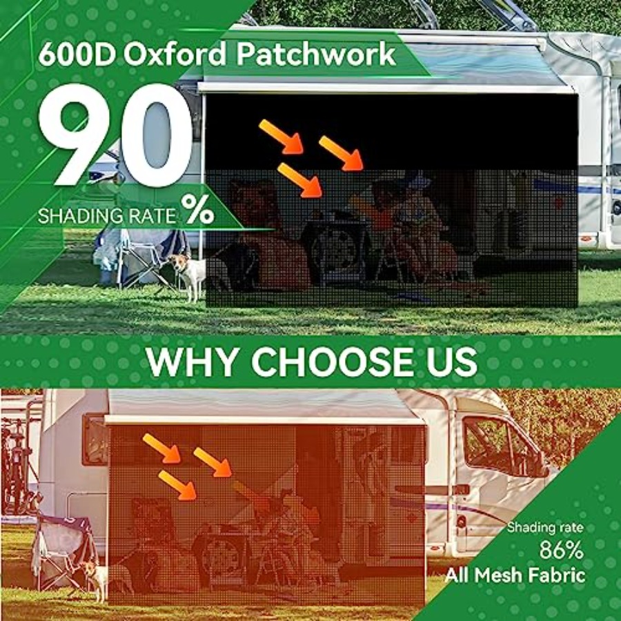 RV Awning Shade Screen 9' x 15 - Screen Top Mesh บทวิจารณ์และราคา