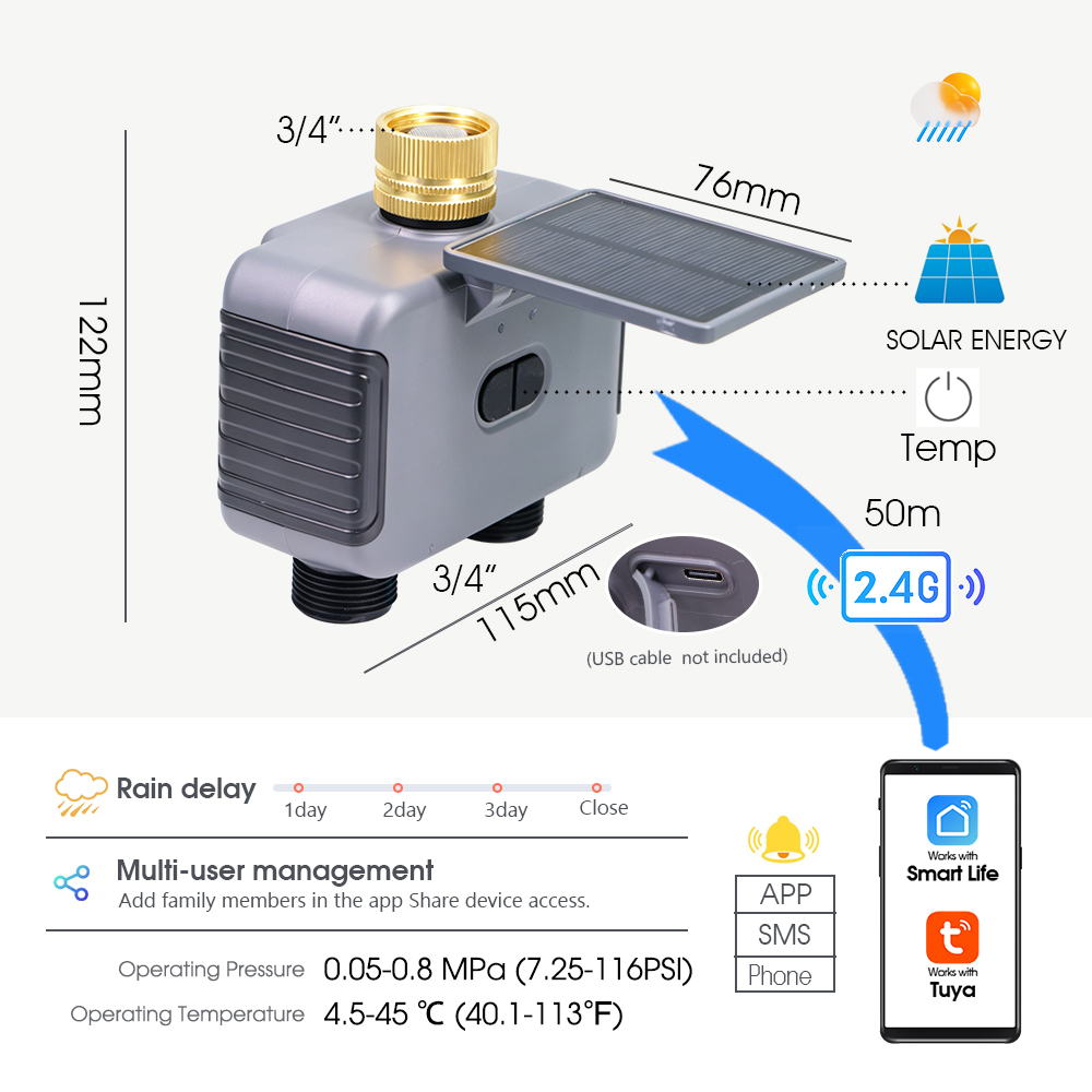 10-30M Tuya Dual Outlet Solar  - Timer Dual Outlet บทวิจารณ์และราคา